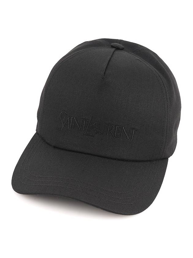 Luxury Saint Laurent Trending 2026 Embroidered Logo Gabardine Weave Cotton Ball Cap Black