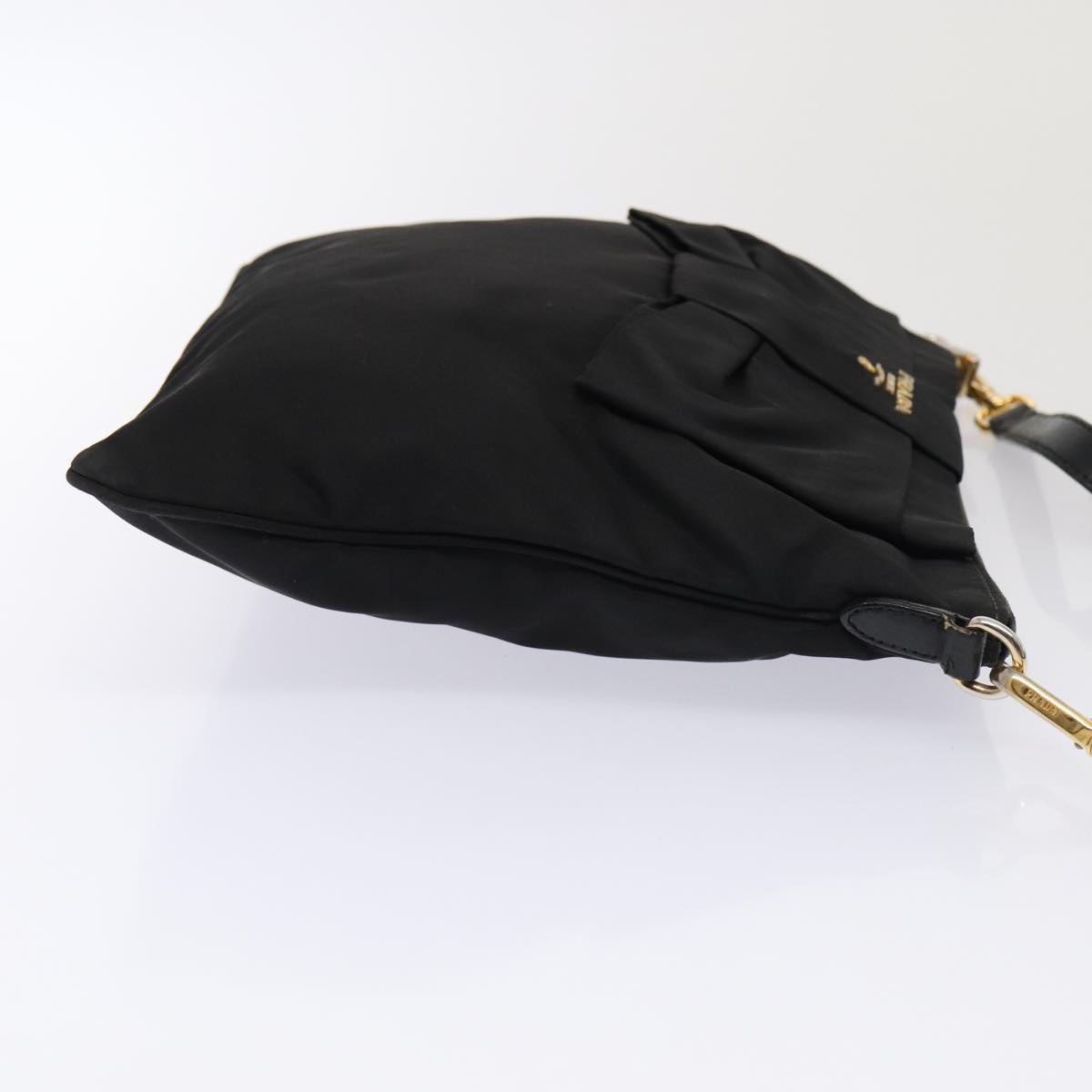 PRADA Shoulder Bag Nylon Black Gold Auth
