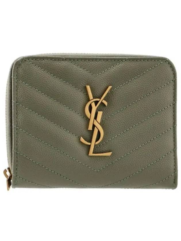Luxury Saint Laurent Trending 2026 Monogram Compact Zipper Half Wallet Green