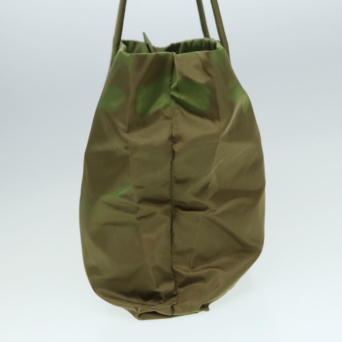 PRADA Tote Bag Nylon Khaki Silver Auth