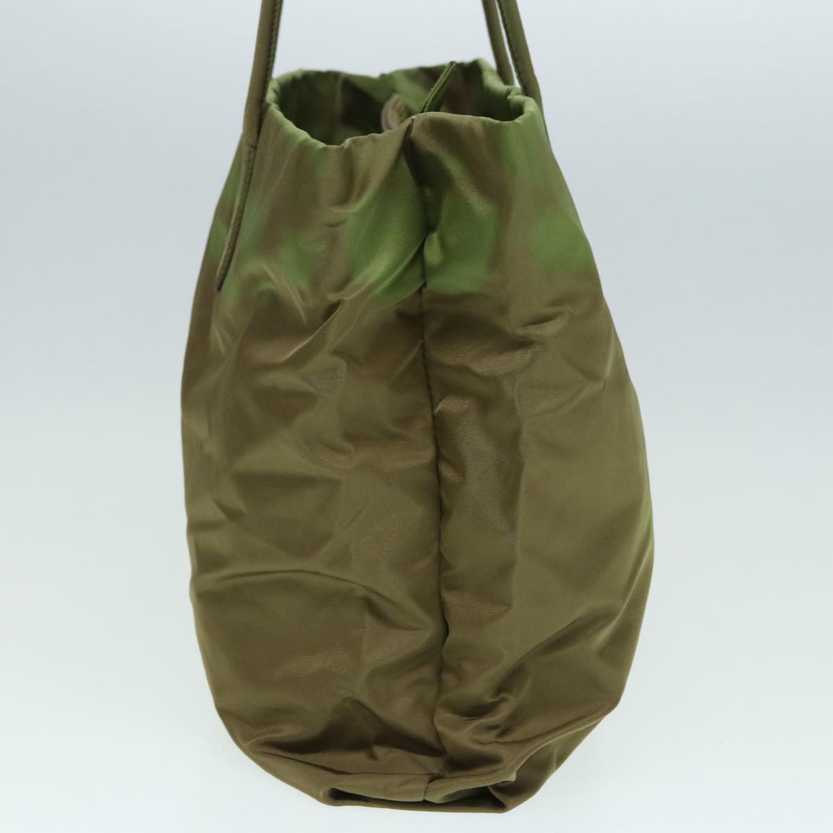 PRADA Tote Bag Nylon Khaki Silver Auth