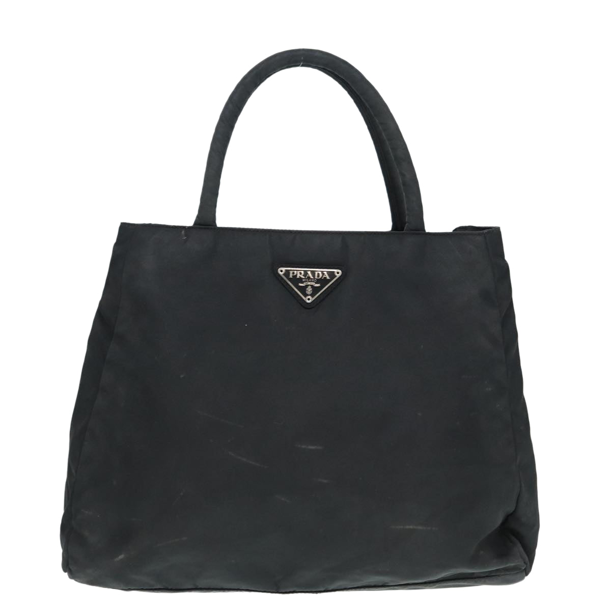 PRADA Hand Bag Nylon Black Silver Auth