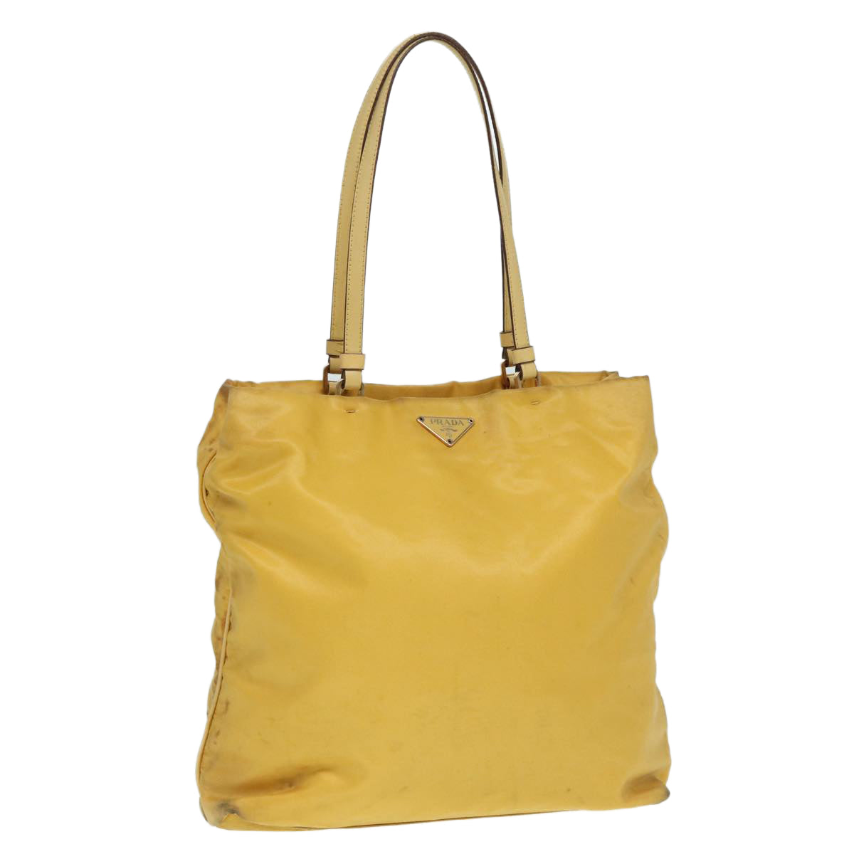 PRADA Tote Bag Nylon Yellow Gold Auth