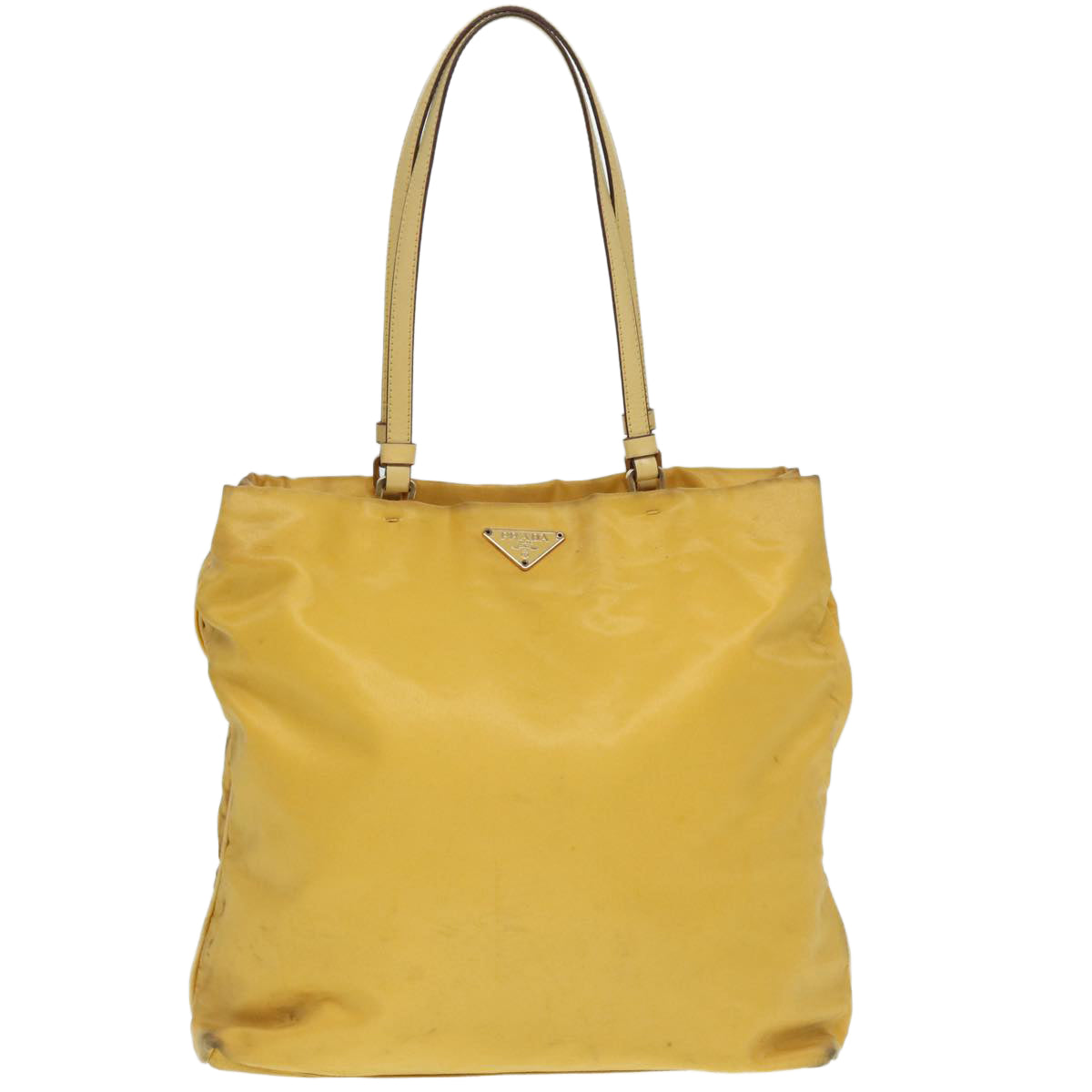 PRADA Tote Bag Nylon Yellow Gold Auth