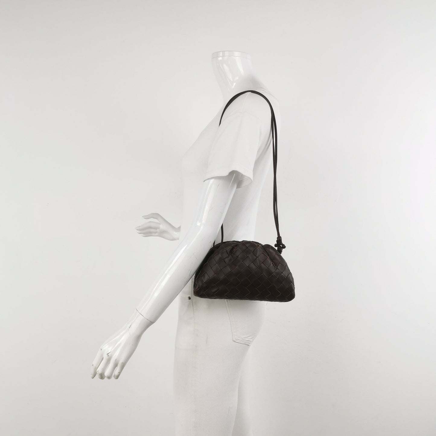 Bottega Veneta Pouch Mini Intrecciato Raisin Purple Brown Lambskin Leather Crossbody Bag
