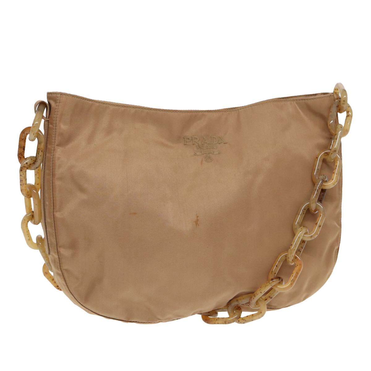 PRADA Shoulder Bag Nylon Brown Silver Auth