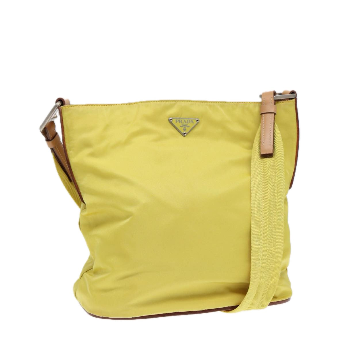 PRADA Shoulder Bag Nylon Yellow Auth
