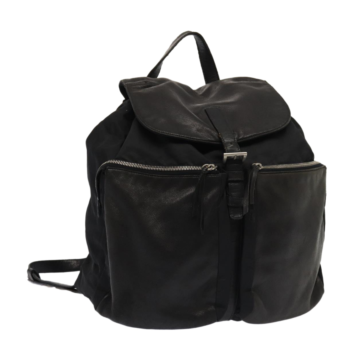 PRADA Backpack Nylon Leather Black Auth