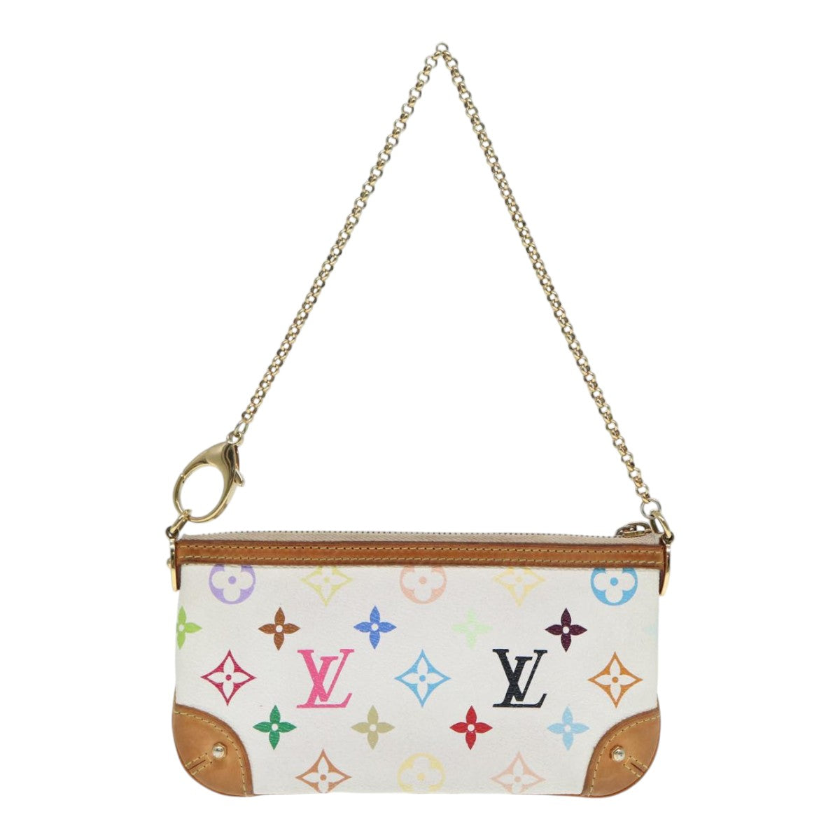 LOUIS VUITTON Multicolor Pochette Mira MM Pouch White LV Auth Clutch