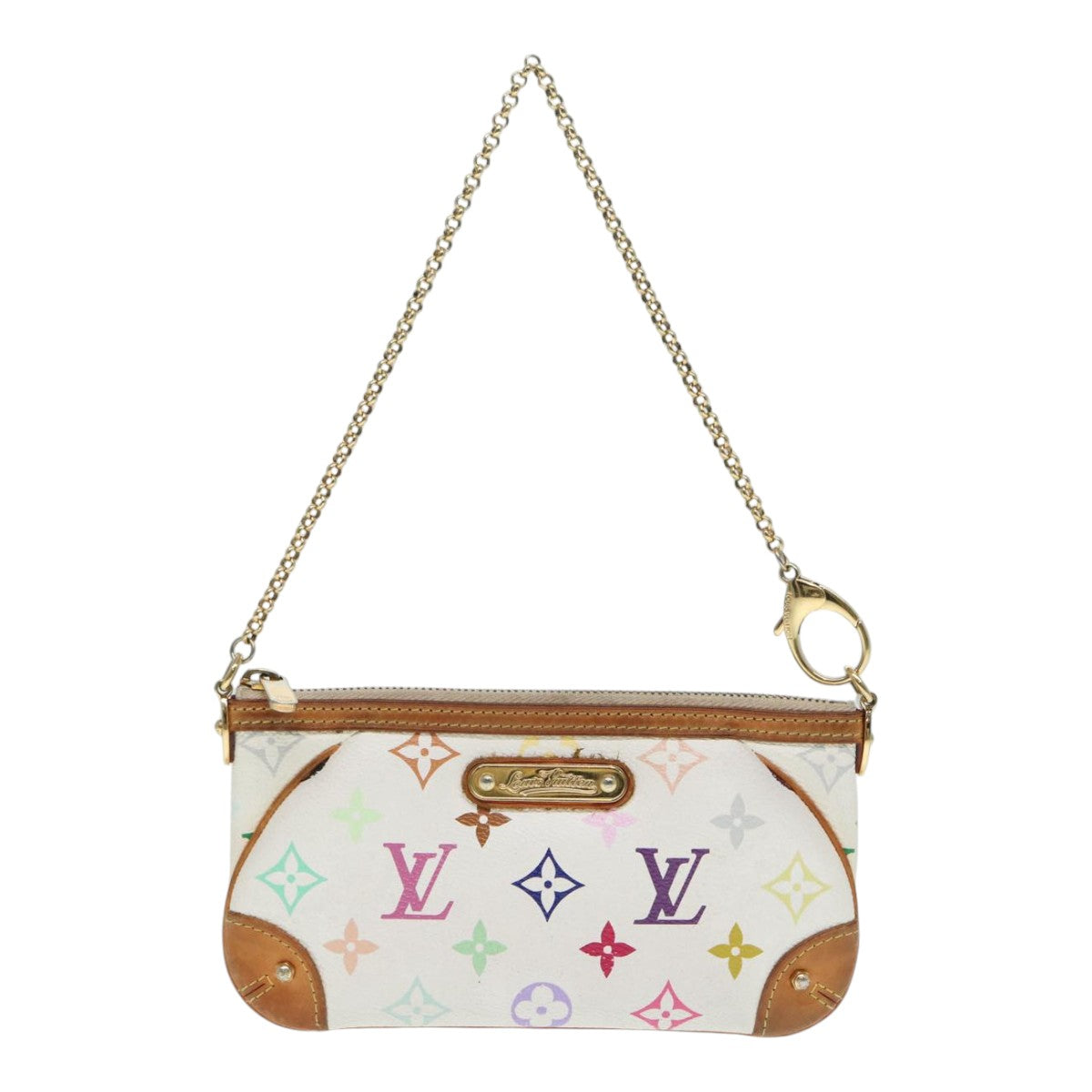 LOUIS VUITTON Multicolor Pochette Mira MM Pouch White LV Auth Clutch