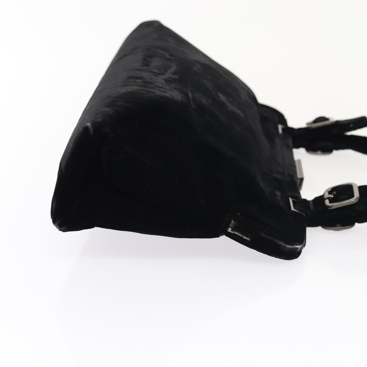 PRADA Hand Bag Velor Black Silver Auth