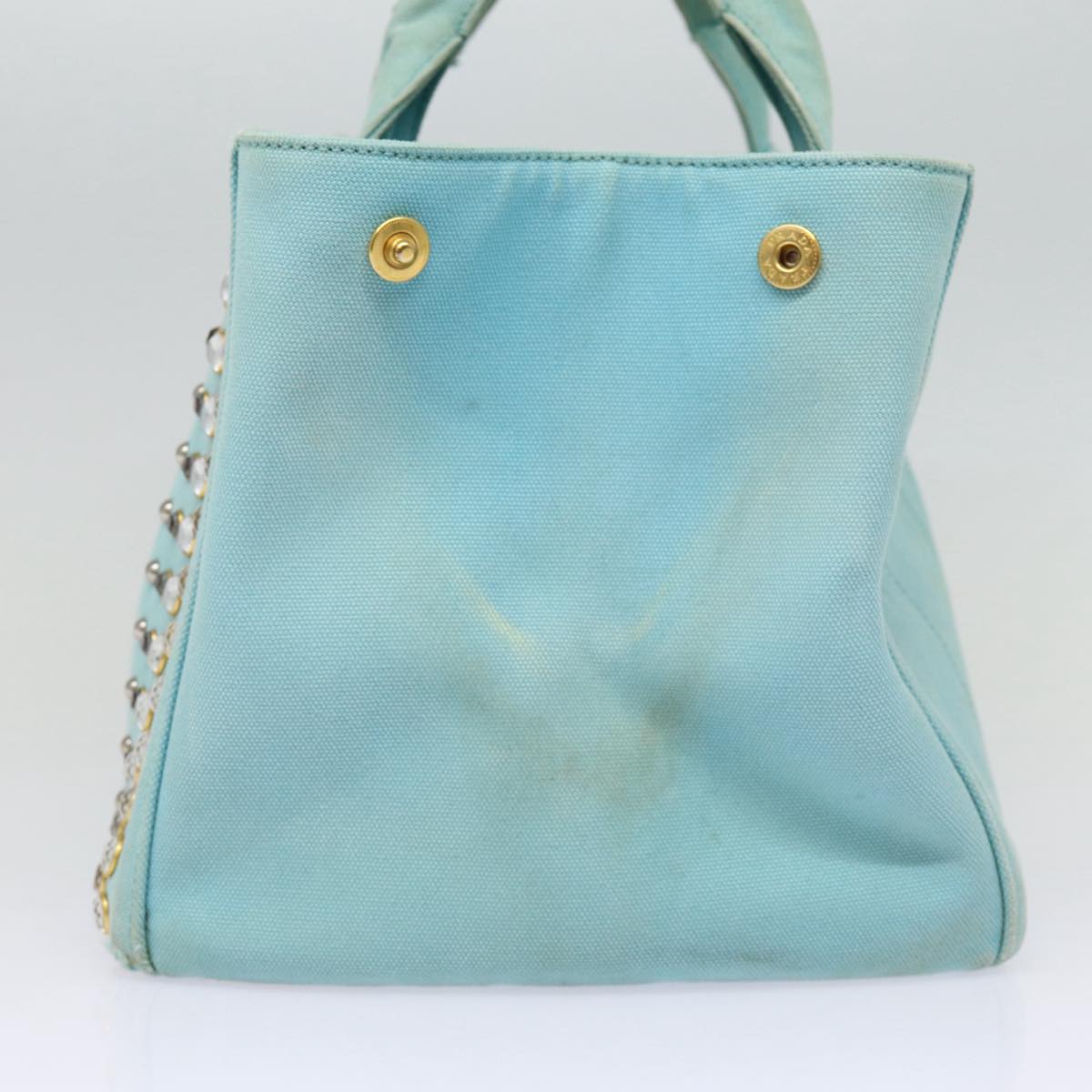 PRADA Canapa GM Hand Bag Canvas 2way Light Blue Auth