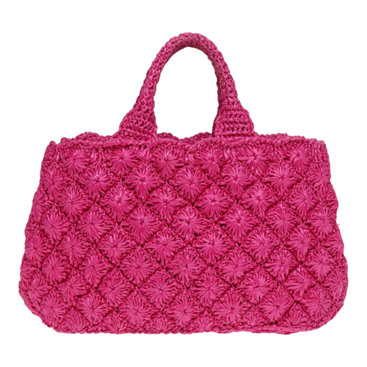 PRADA Canapa GM Hand Bag Raffia 2way Pink Auth