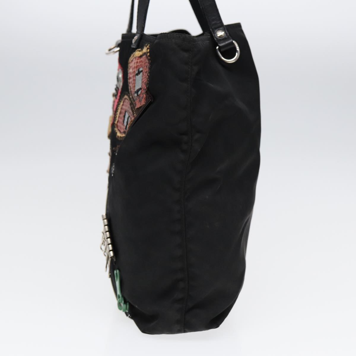 PRADA Robot Tote Bag Nylon Black Auth