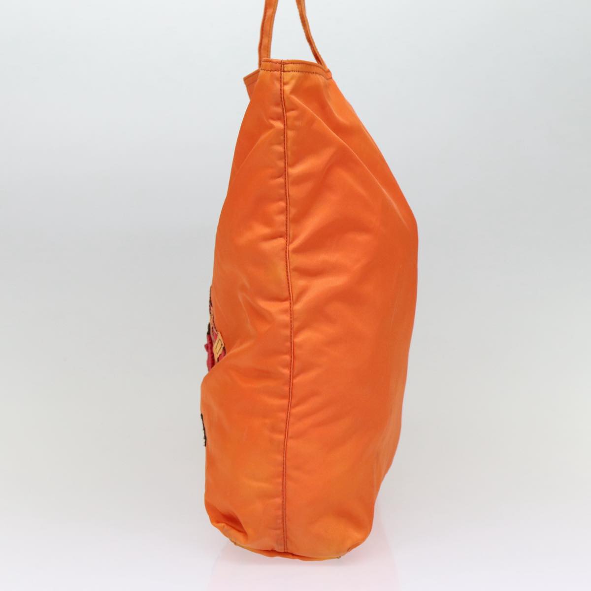 PRADA Tote Bag Nylon Orange Silver Auth