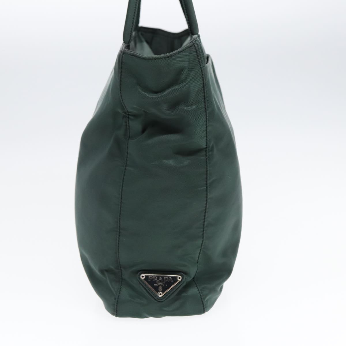 PRADA Tote Bag Nylon Khaki Silver Auth