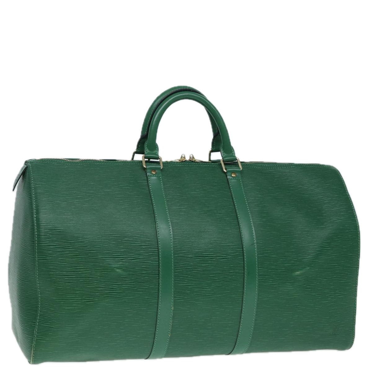LOUIS VUITTON Epi Keepall 50 Boston Bag Green LV Auth