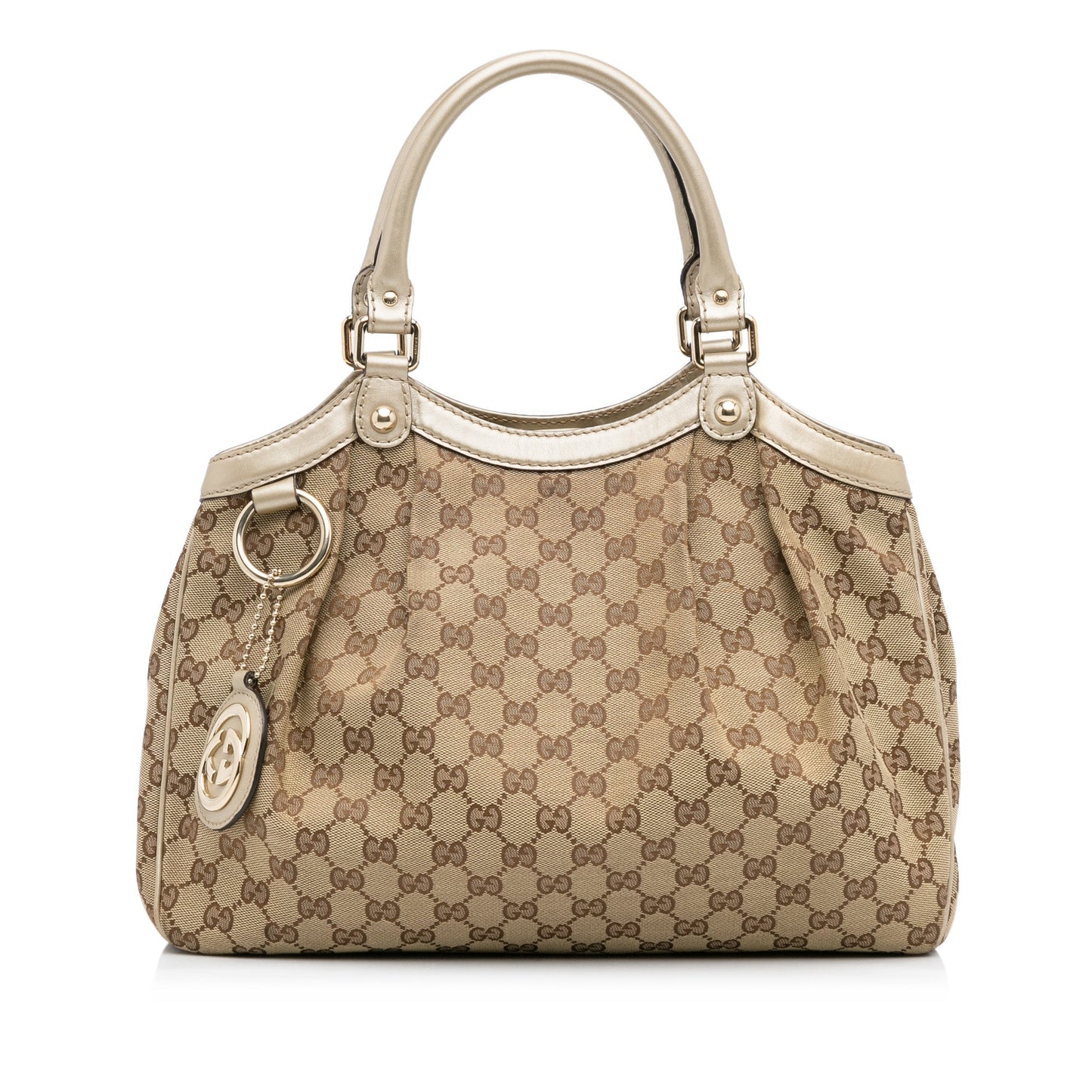 Gucci Sukey Brown Leather Canvas Tote Style 2