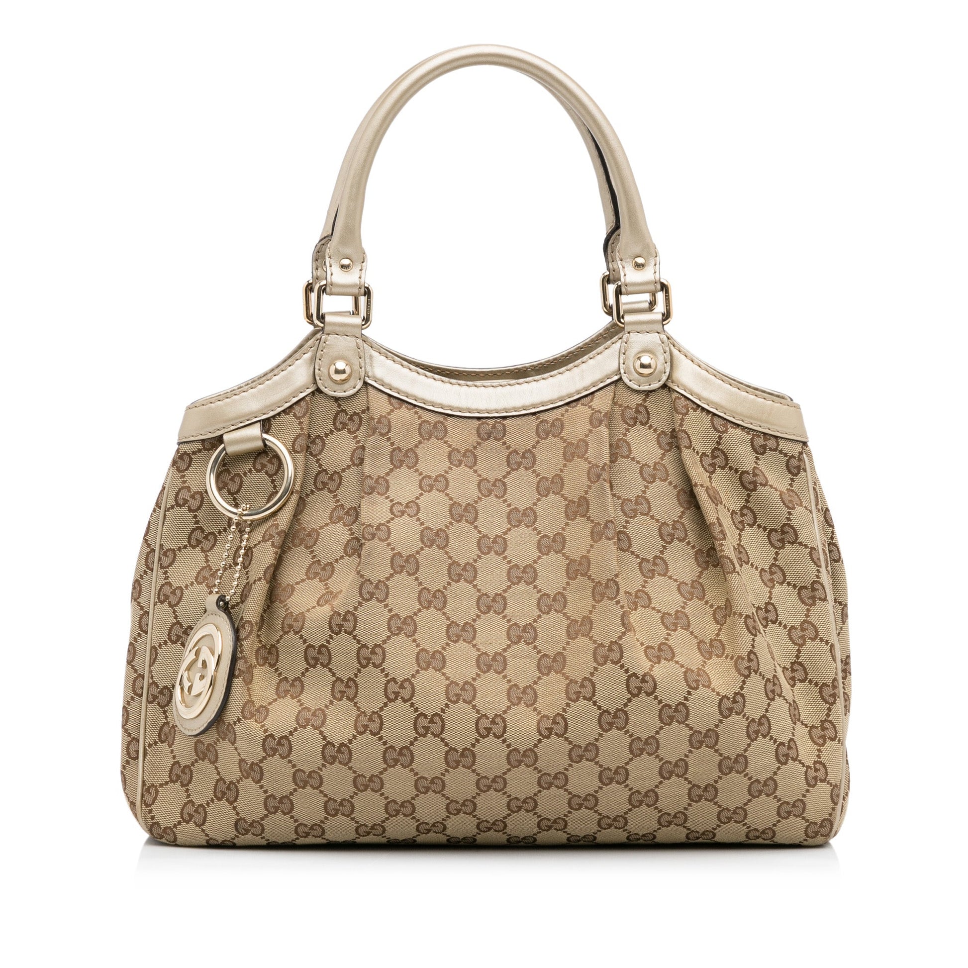 Gucci Sukey Brown Leather Canvas Tote Style 2