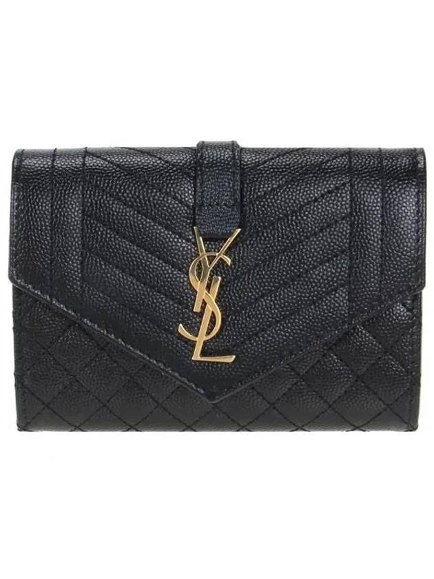 Luxury Saint Laurent Trending 2026 Matelasse Monogram Envelope Small Half Wallet Black