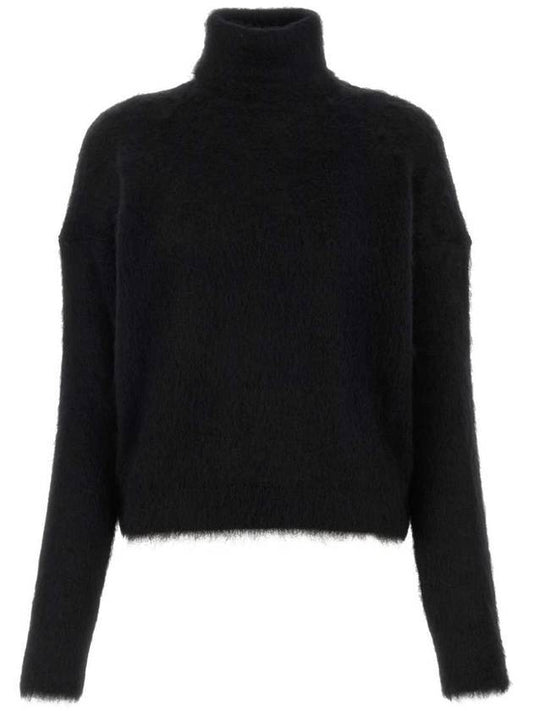 Luxury Saint Laurent Trending 2026 Women's Mohair Blend Turtleneck Black