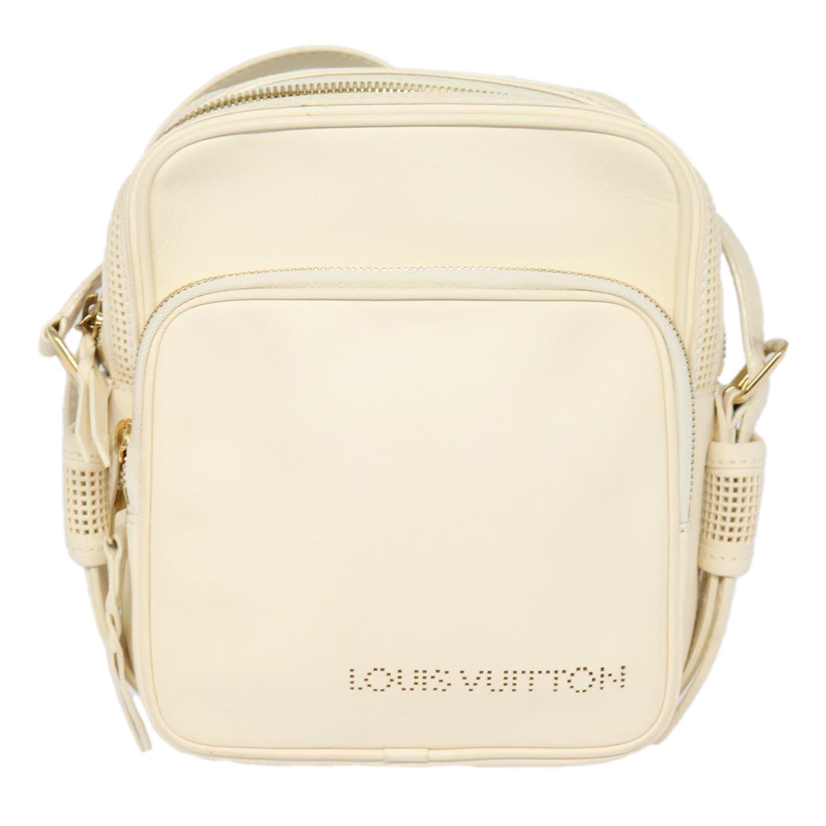 LOUIS VUITTON Cuir Bequia Trotteur MM Bag Leather White LV Auth