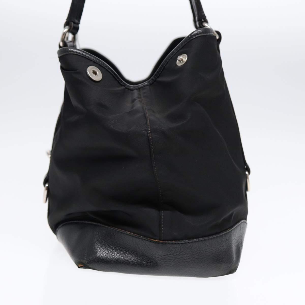 PRADA Tote Bag Nylon Black Silver Auth