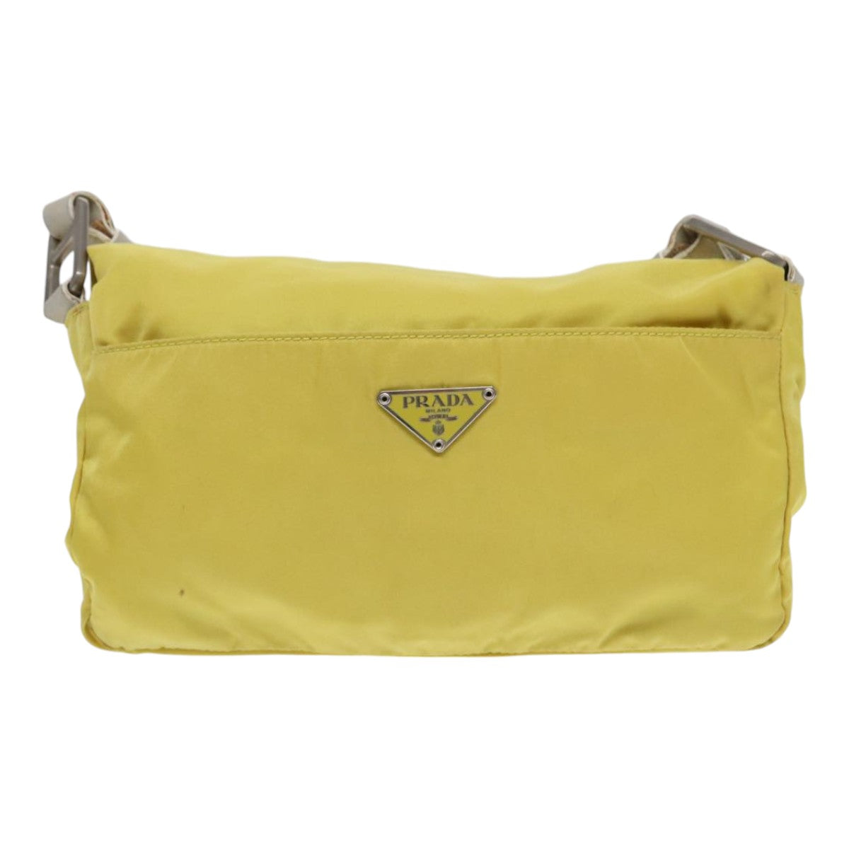 PRADA Shoulder Bag Nylon Yellow Silver Auth
