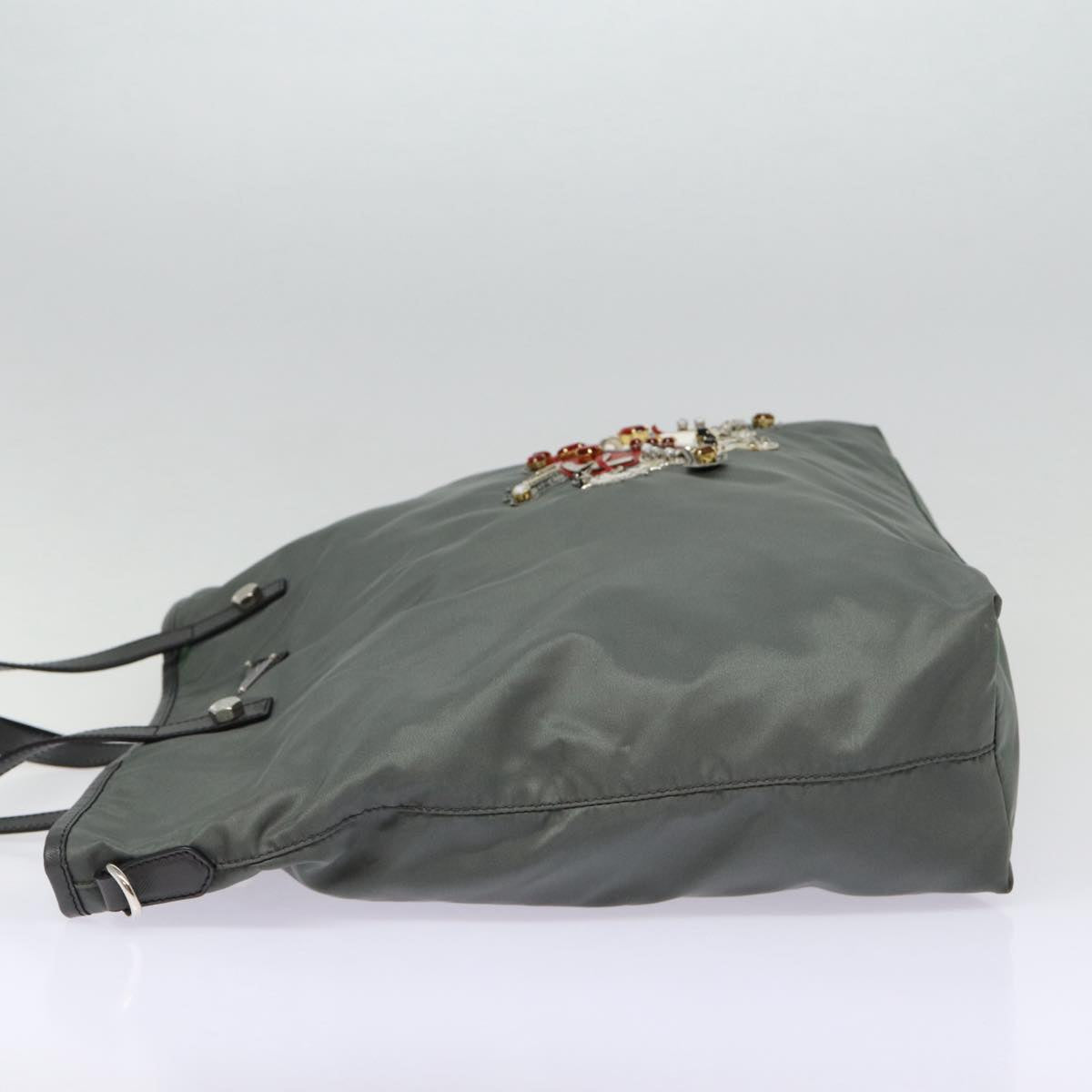 PRADA Tote Bag Nylon Gray Silver Auth