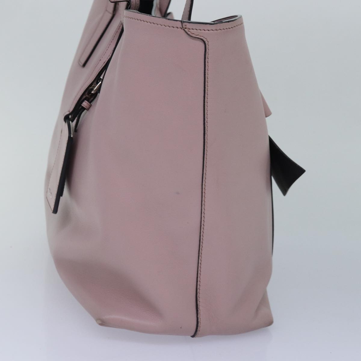 PRADA Tote Bag Leather Pink Silver Auth