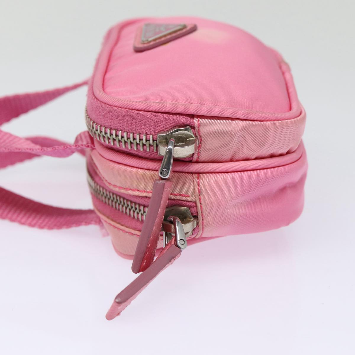 PRADA Mini Hand Bag Nylon Pink Silver Auth