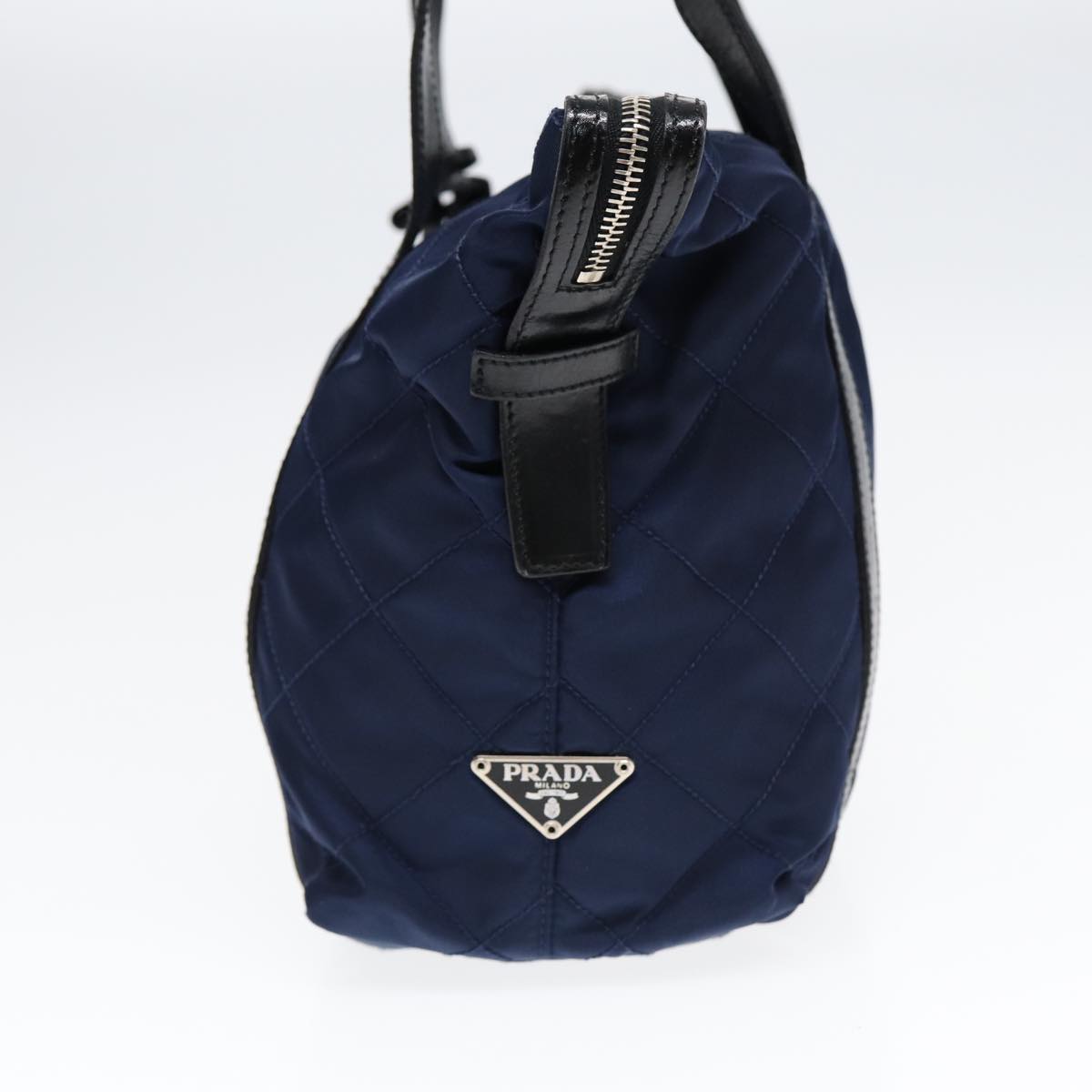 PRADA Shoulder Bag Nylon Navy Silver Auth
