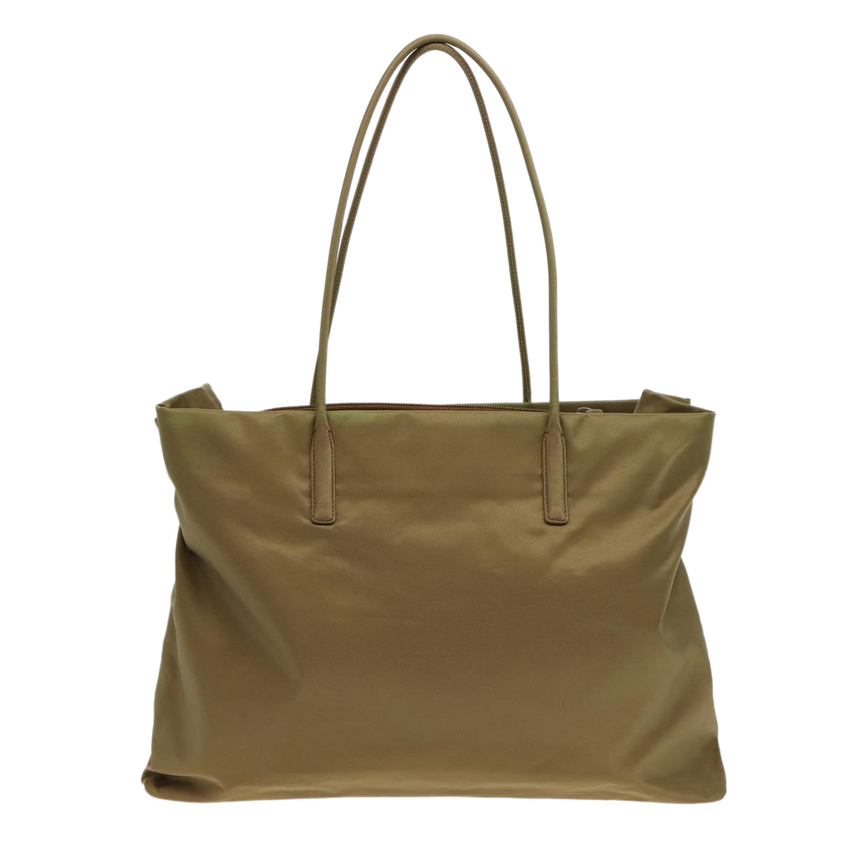 PRADA Tote Bag Nylon Khaki Silver Auth
