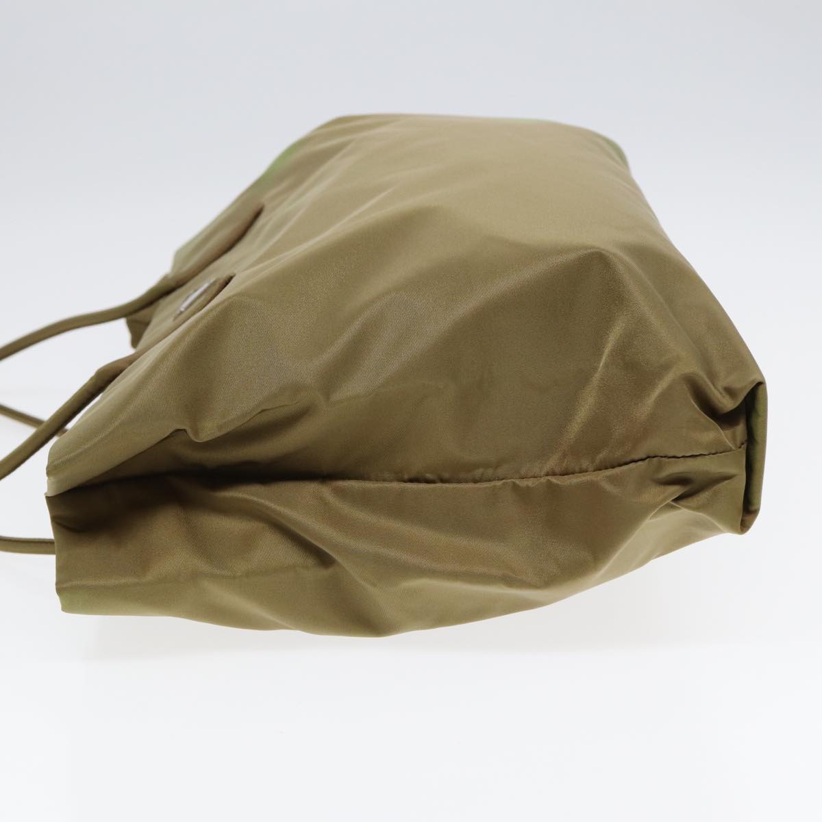 PRADA Tote Bag Nylon Khaki Silver Auth