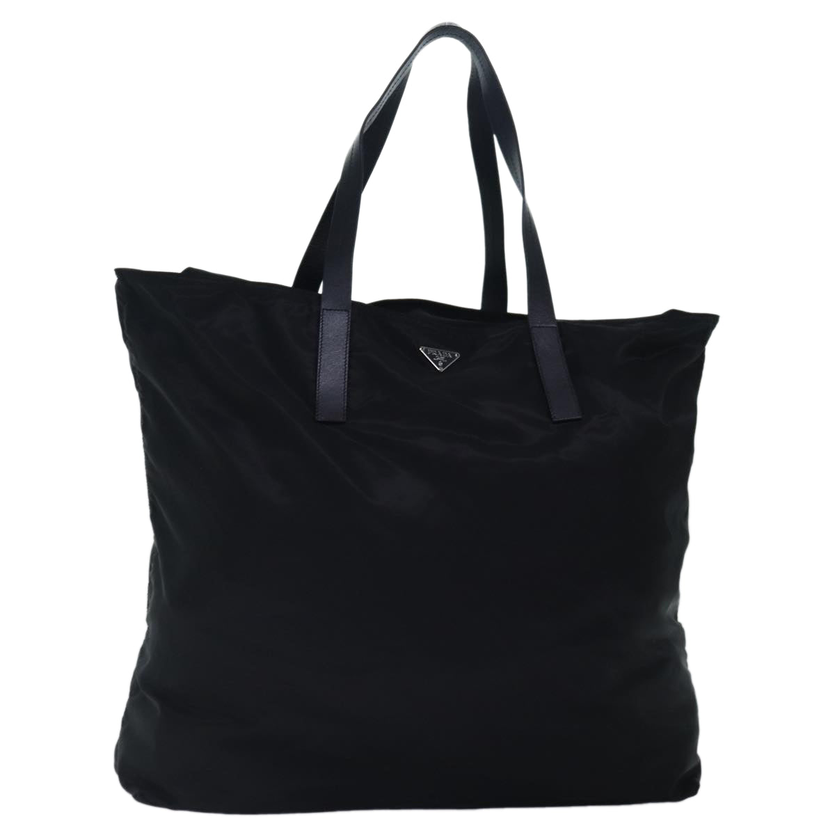 PRADA Boston Bag Nylon Black Silver Auth