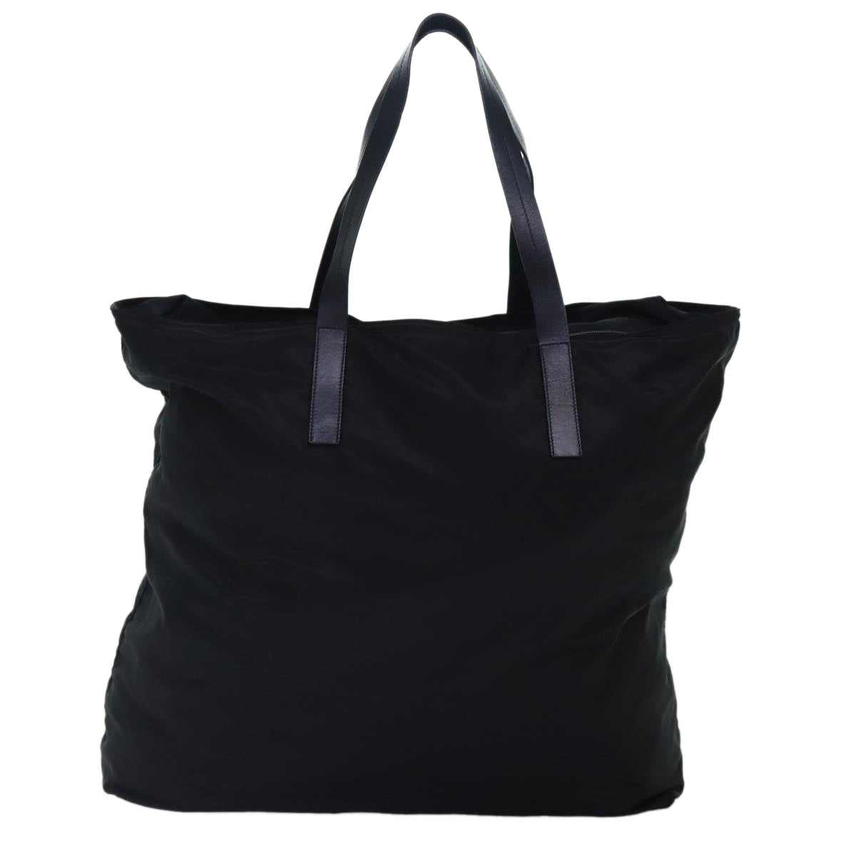PRADA Boston Bag Nylon Black Silver Auth