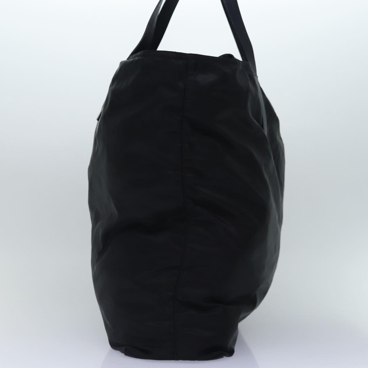 PRADA Boston Bag Nylon Black Silver Auth