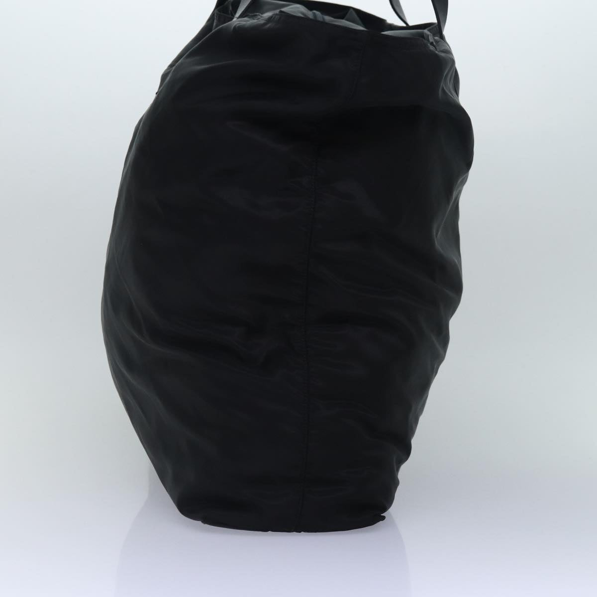 PRADA Boston Bag Nylon Black Silver Auth