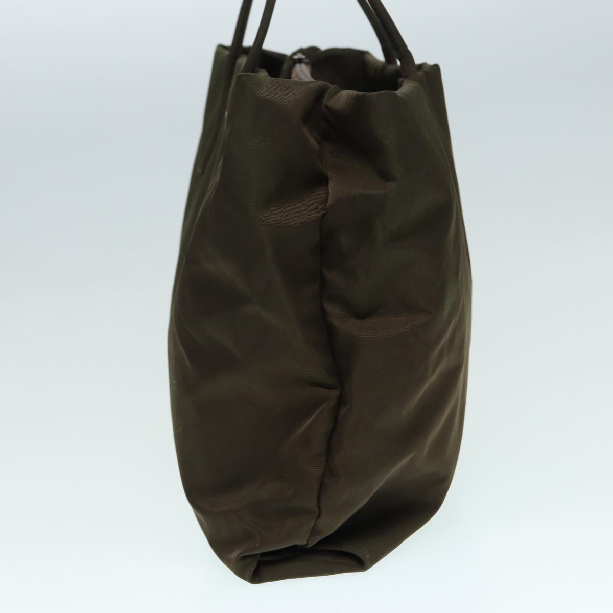PRADA Hand Bag Nylon Khaki Silver Auth