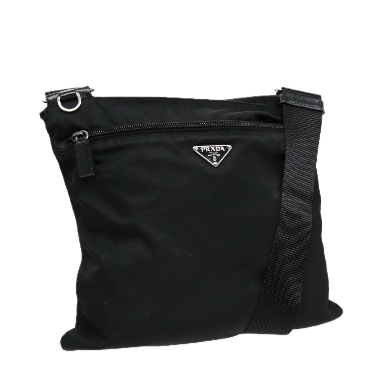 PRADA Shoulder Bag Nylon Black Silver Auth