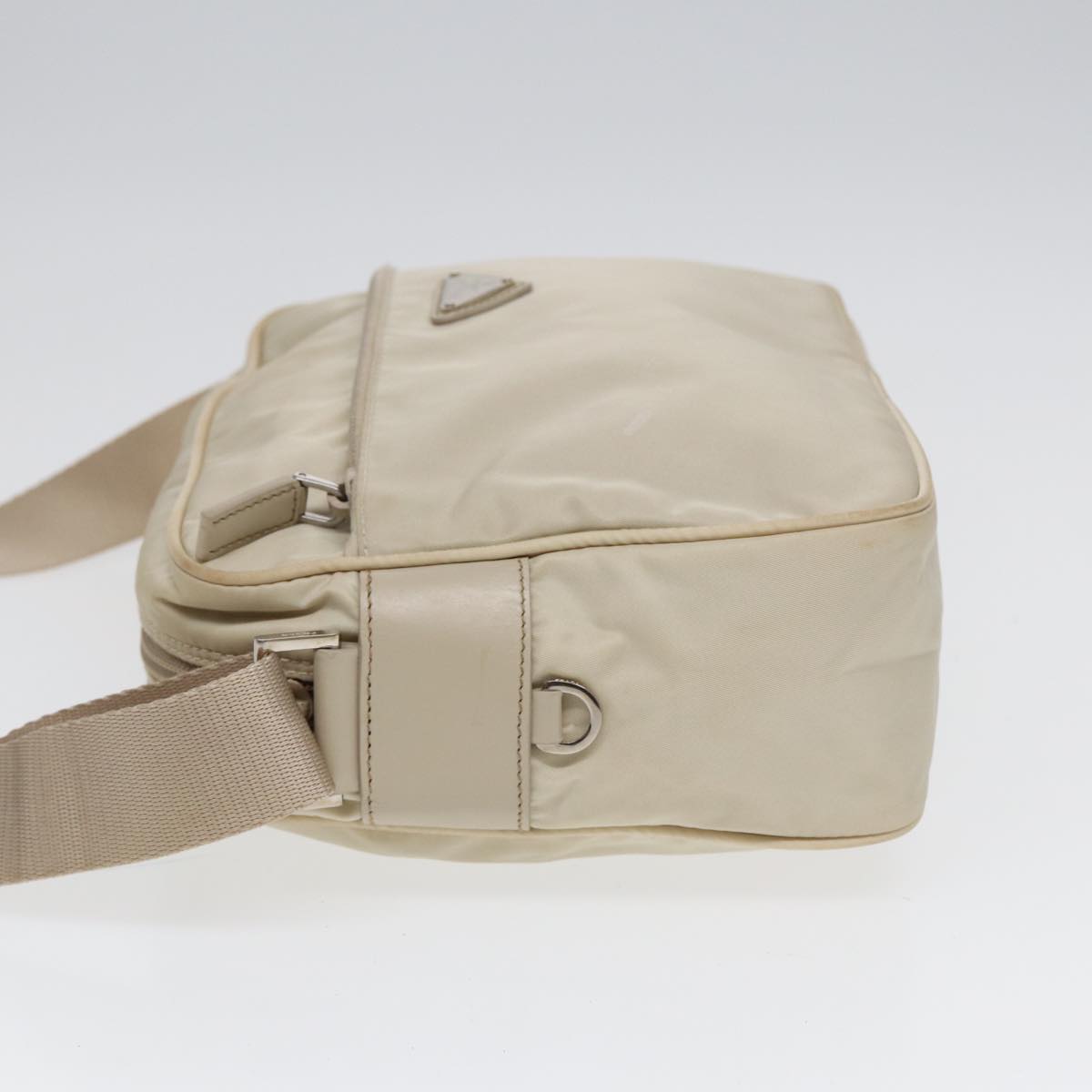 PRADA Shoulder Bag Nylon White Silver Auth