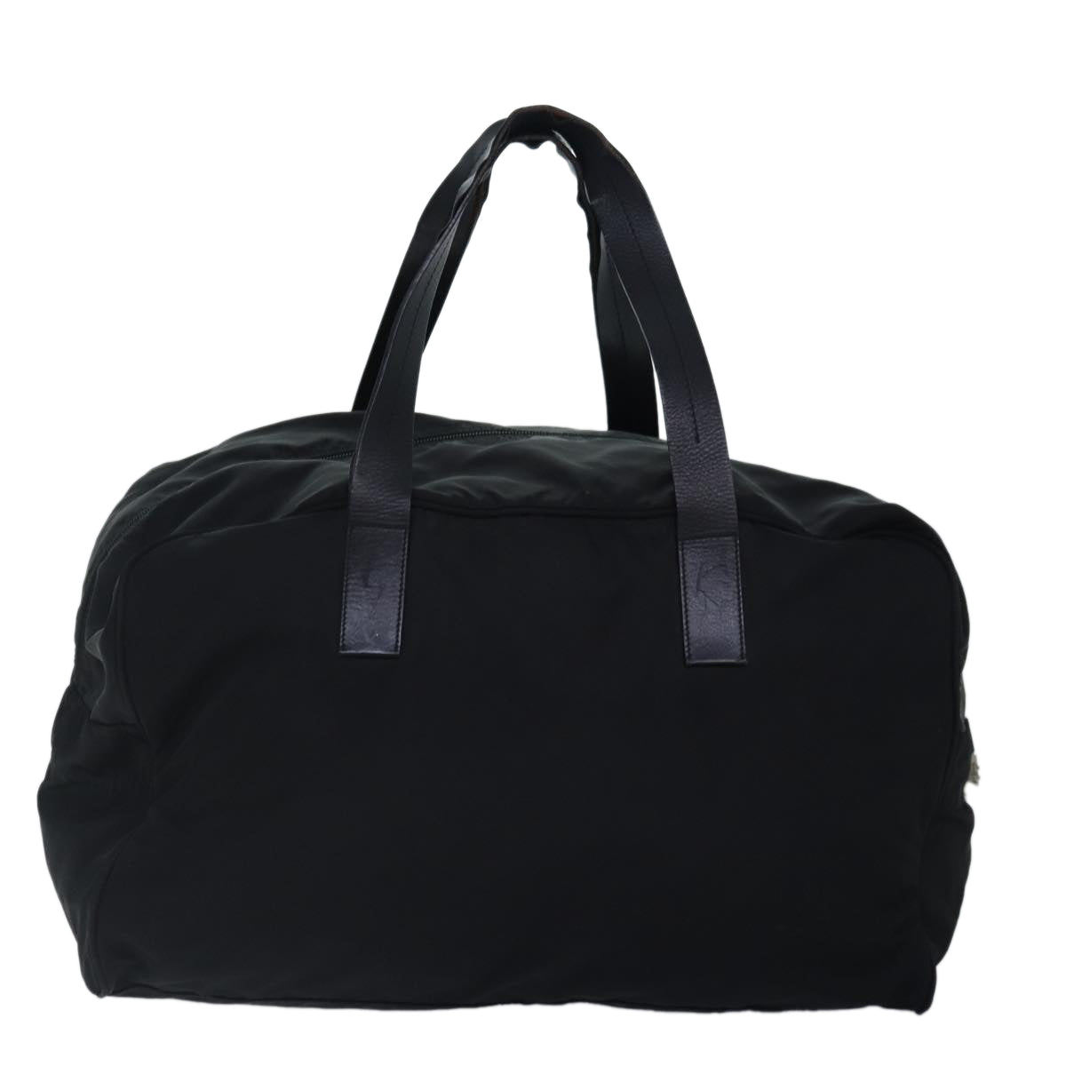 PRADA Boston Bag Nylon Black Silver Auth