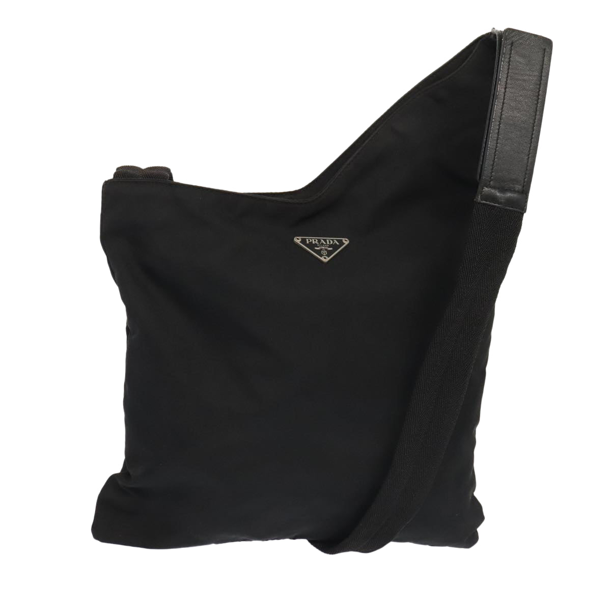 PRADA Shoulder Bag Nylon Black Silver Auth