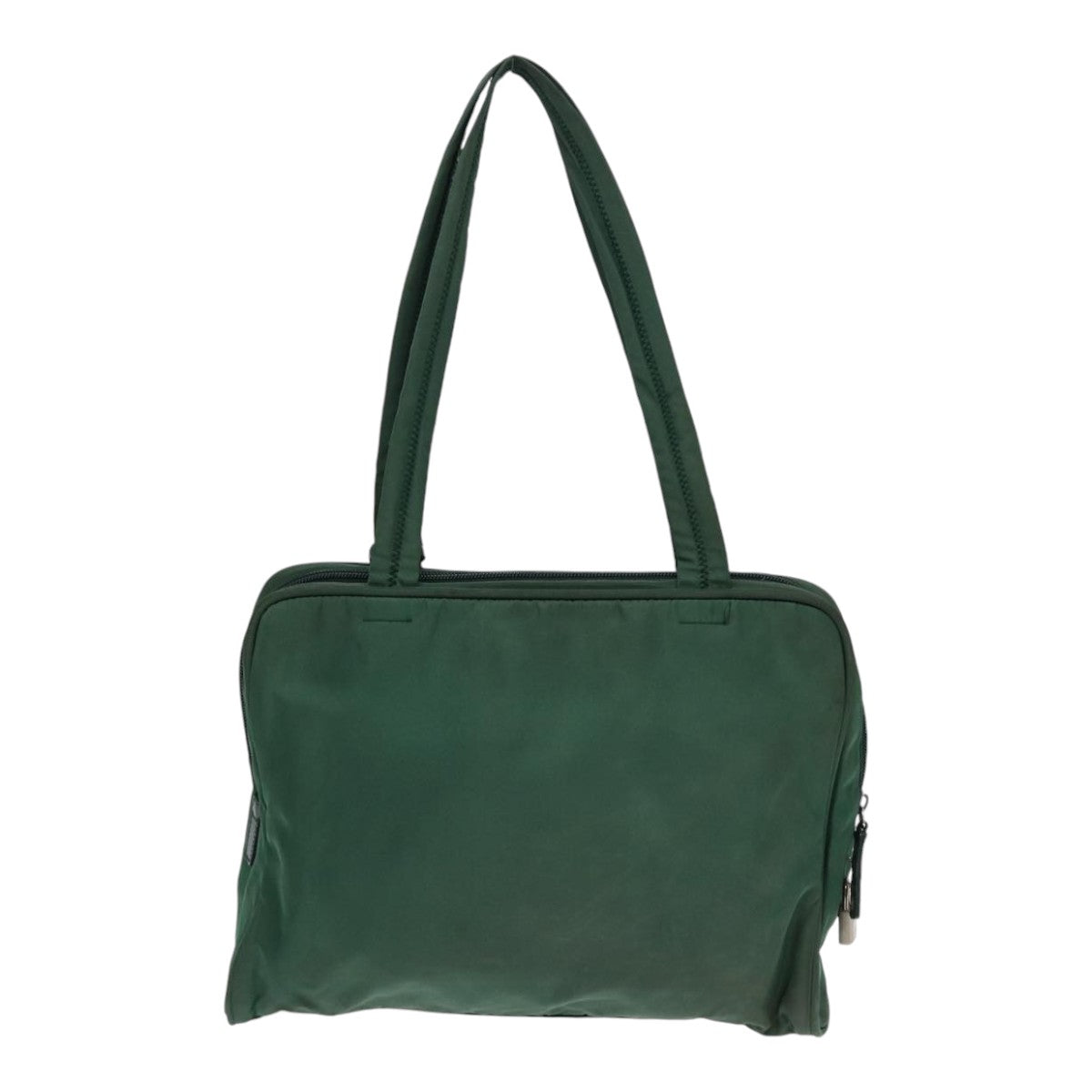 PRADA Tote Bag Nylon Khaki Silver Auth