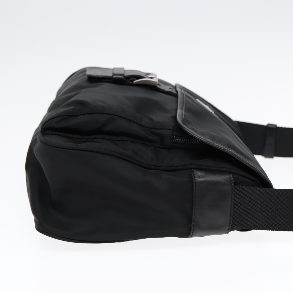 PRADA Shoulder Bag Nylon Black Silver Auth