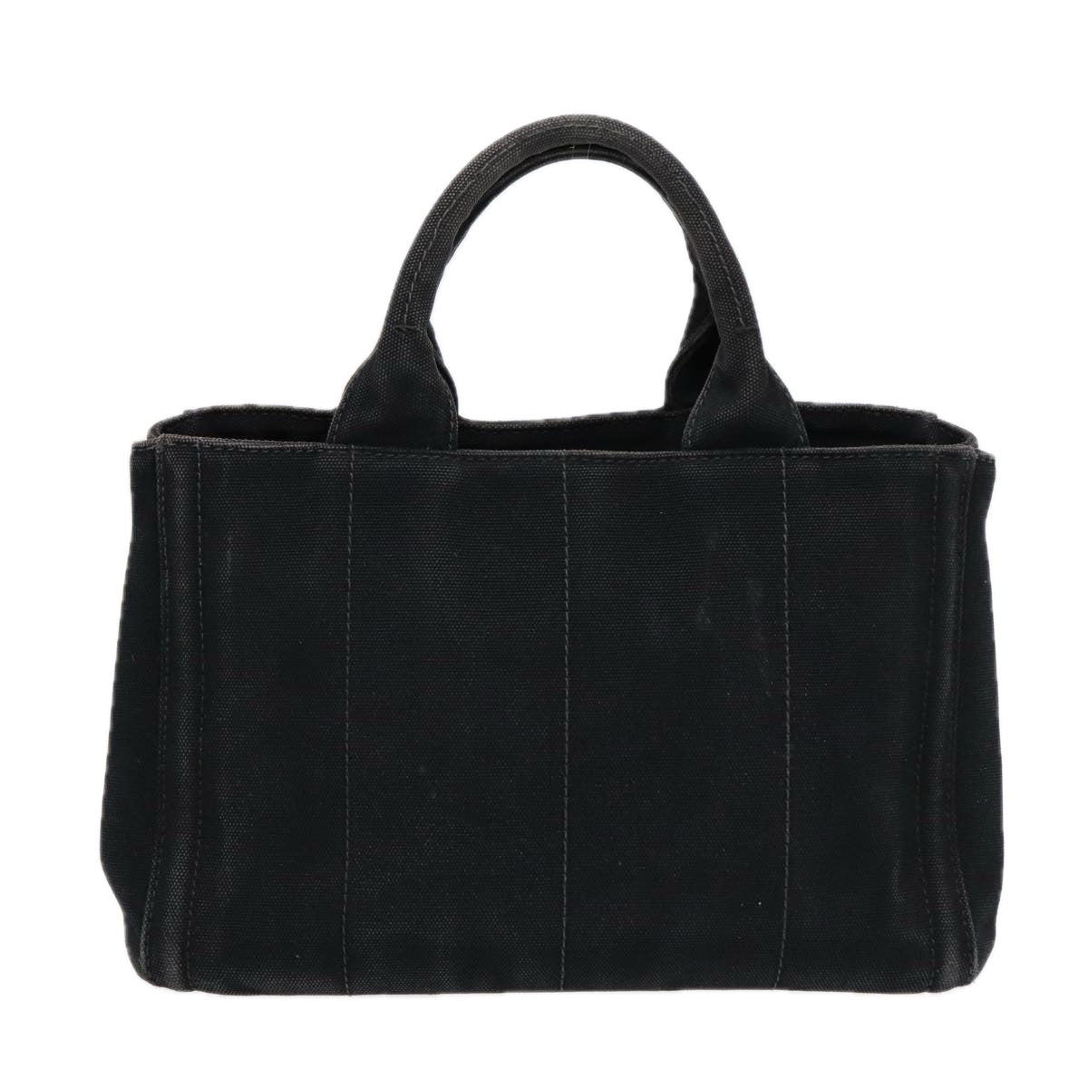 PRADA Bijoux Canapa PM Hand Bag Canvas Black Gold Auth