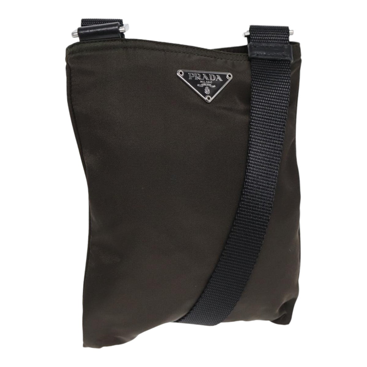 PRADA Shoulder Bag Nylon Black Silver Auth