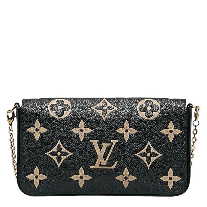 Louis Vuitton Monogram Emplant Poschet Felice Chain Shoulder Bag Black Beige Leather Ladies Louis Vuitton