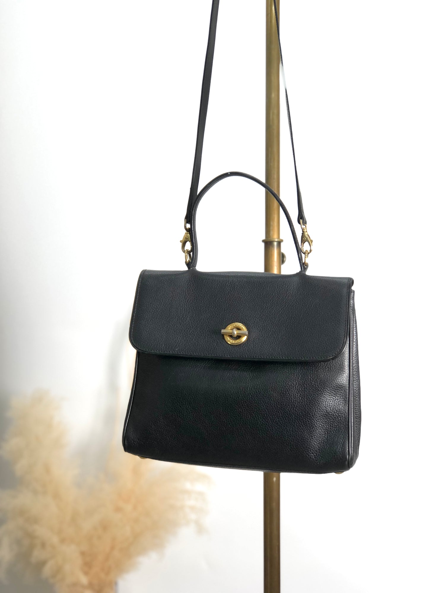 CELINE Toggle Clasp Two-way Handbag Shoulder bag Black 2cbtpb