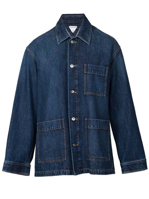 Luxury Bottega Veneta Washed Medium Denim Jacket Mid Blue